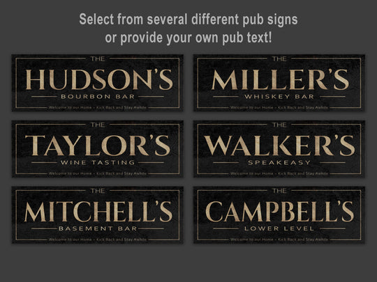 Custom Bar Signs | Choose a Pub Sign | Personalized Home Bar Sign | Bar Wall Art | Personalized Bar Art | Free International Shipping