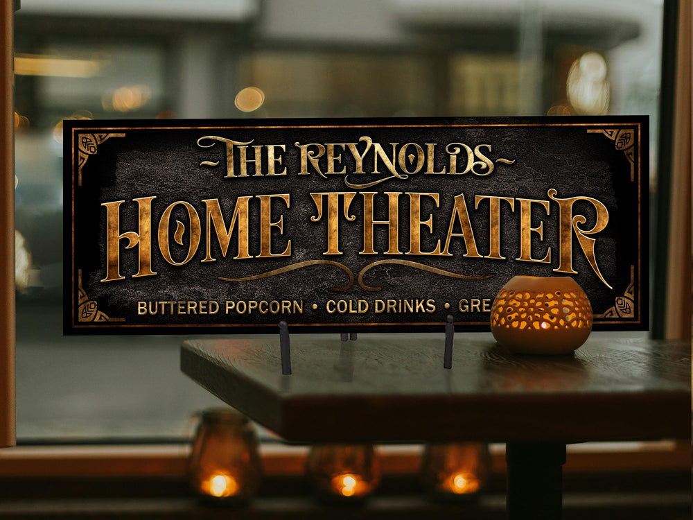 Home Theater Sign | Custom Family Theater Sign | Personalized Theater Sign | Vintage Theater & Lounge Sign | Free International Shipping