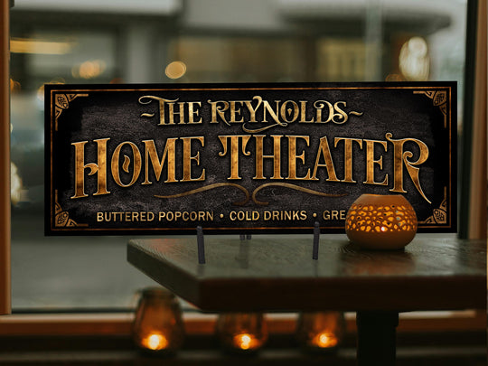 Home Theater Sign | Custom Family Theater Sign | Personalized Theater Sign | Vintage Theater & Lounge Sign | Free International Shipping