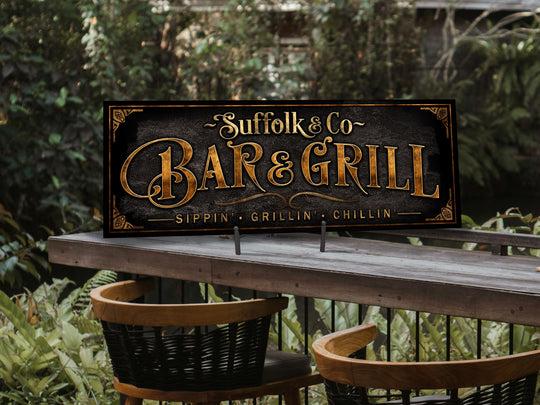 Bar & Grill Sign | Vintage Grill Sign | Personalized Family Bar Sign | Family Name Bar and Grill Sign | Free International Shipping