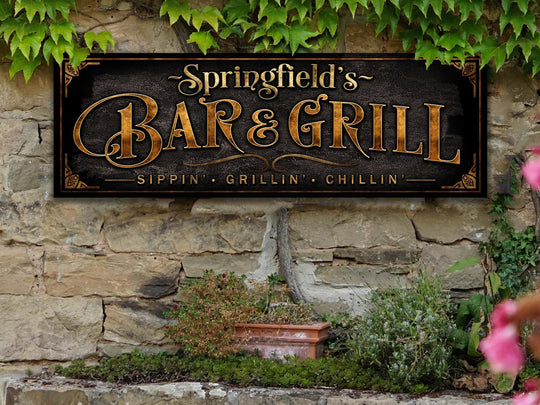 Bar & Grill Sign | Vintage Grill Sign | Personalized Family Bar Sign | Family Name Bar and Grill Sign | Free International Shipping