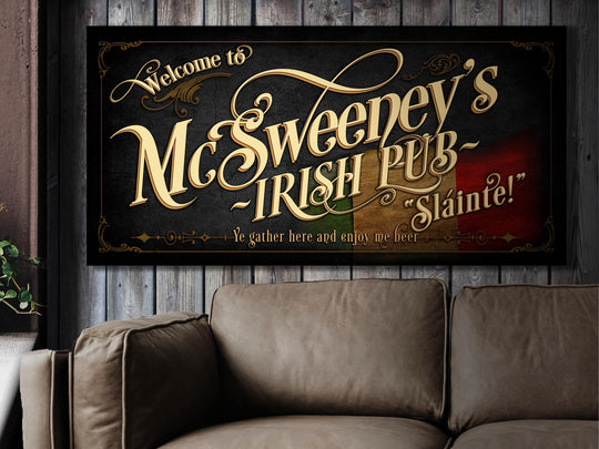 40" x 20" Canvas, Irish Pub Sign Personalized, Irish Bar Wall Decor, Personalized Irish Pub & Bar Sign, Irish Pub Canvas, Irish Pub Sign