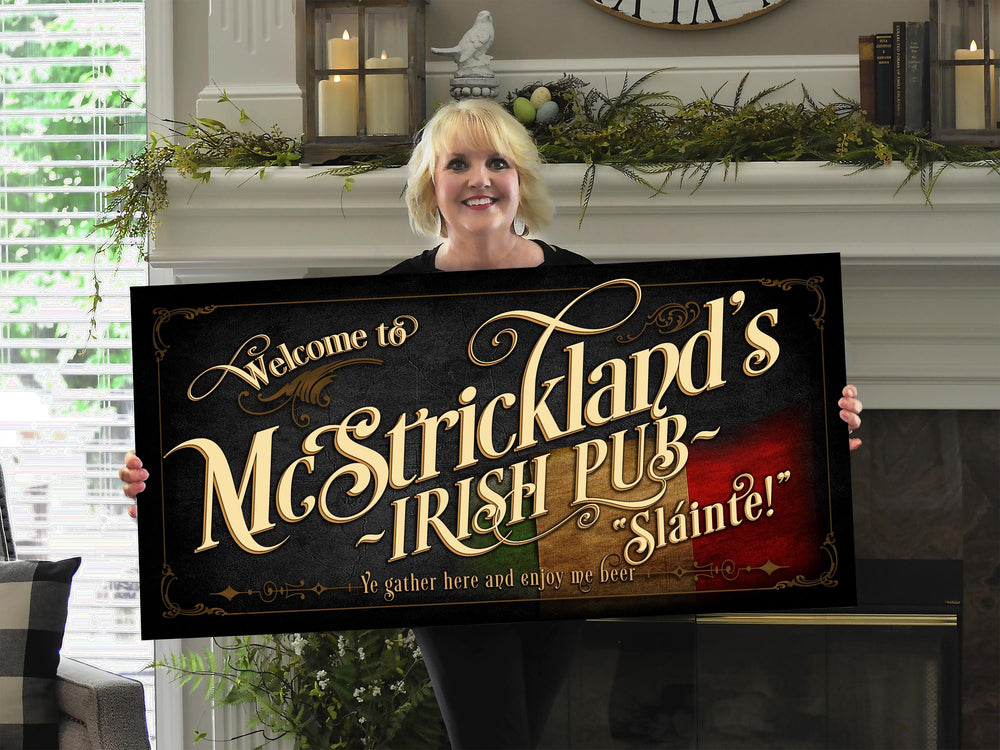 40" x 20" Canvas, Irish Pub Sign Personalized, Irish Bar Wall Decor, Personalized Irish Pub & Bar Sign, Irish Pub Canvas, Irish Pub Sign