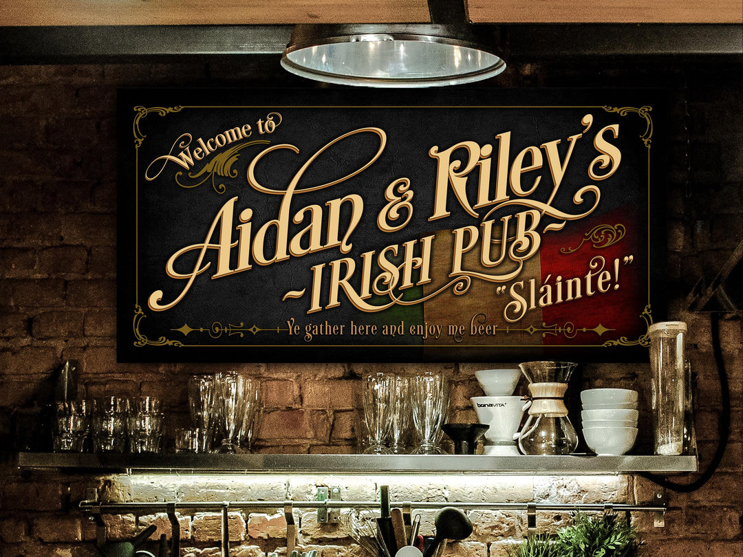 40" x 20" Canvas, Irish Pub Sign Personalized, Irish Bar Wall Decor, Personalized Irish Pub & Bar Sign, Irish Pub Canvas, Irish Pub Sign