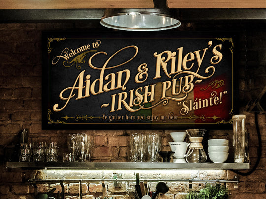 40" x 20" Canvas, Irish Pub Sign Personalized, Irish Bar Wall Decor, Personalized Irish Pub & Bar Sign, Irish Pub Canvas, Irish Pub Sign