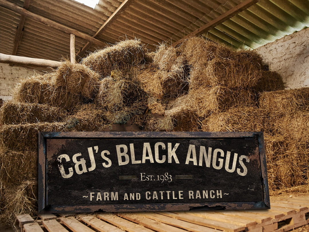 Black Angus Farm Sign, Ranch Gate Sign, Black Angus Cattle Sign, Custom Farm Sign, Custom Barn Sign, Oversized Barn Sign, Black Angus Sign