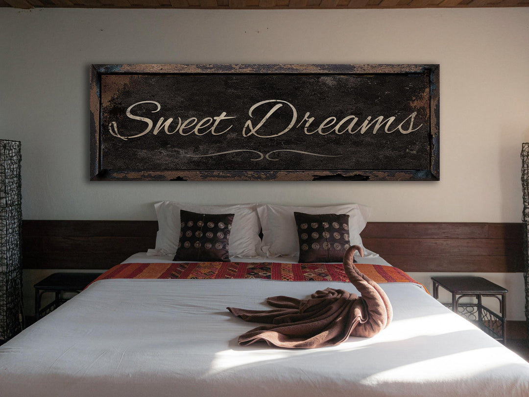 Sweet Dreams Sign, Rustic Bedroom Sign, Sweet Dreams Bedroom Sign, Above the Bed Sweet Dreams, Custom Bedroom Sign, Oversized Bedroom Sign