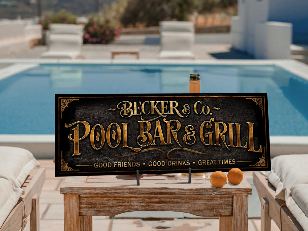 Pool Bar and Grill Sign | Custom Pool Bar Sign | Personalized Bar & Grill Sign | Family Name Bar Sign | Large Bar Sign | Large Bar Decor