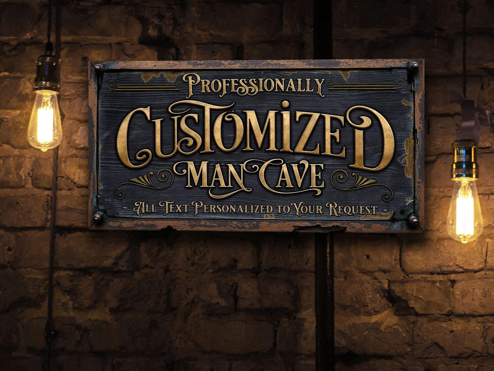 Man Cave Sign, Personalized Man Cave Sign, Family Name Sign, Customized Man Cave Decor, Bar Decor, Gift for Him, Housewarming Gift