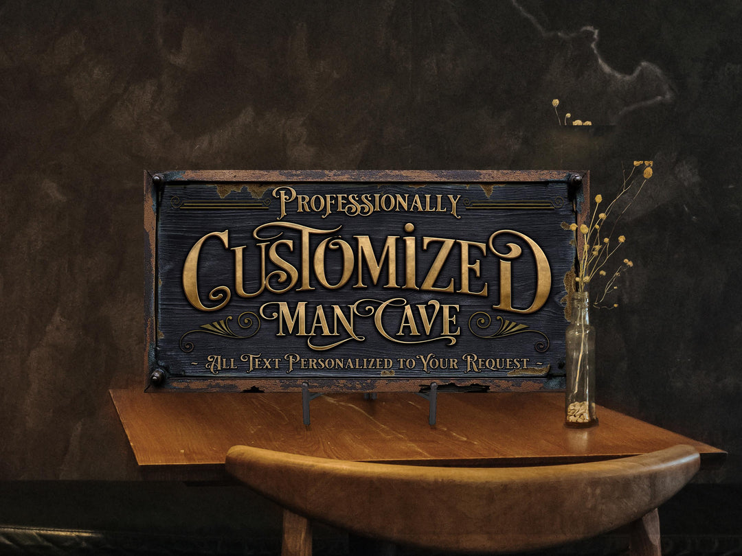 Man Cave Sign, Personalized Man Cave Sign, Family Name Sign, Customized Man Cave Decor, Bar Decor, Gift for Him, Housewarming Gift