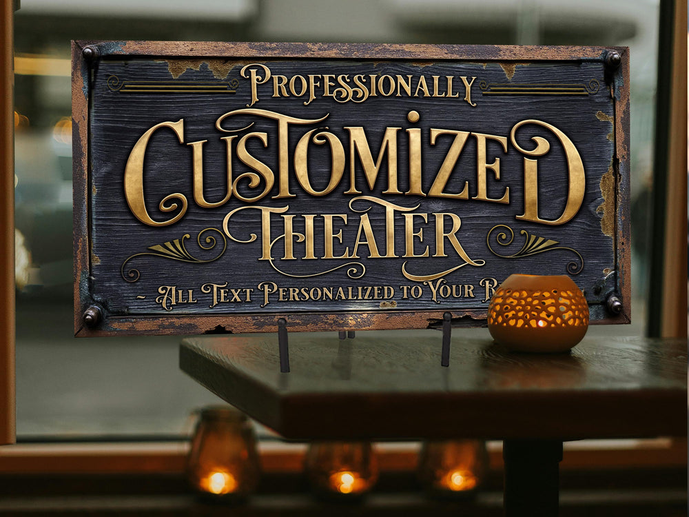 Home Theater Sign, Personalized Theater Sign, Family Name Sign, Customized Game Room Decor, Theater Decor, Gift for Her, Housewarming Gift