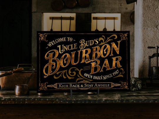 Personalized Bourbon Bar Sign | Bourbon Bar Cigar Sign | Bourbon and Cigars Sign | Rustic Bourbon Sign | Vintage Bourbon Bar Sign