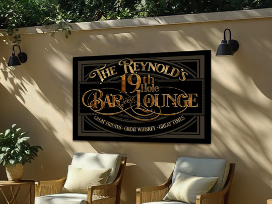 19th Hole Bar Sign | Personalized 19th Hole Sign | Golf Sign | Custom PAtiGolf Sign | Golf Bar & Lounge Sign | Large Metal Golf Sign