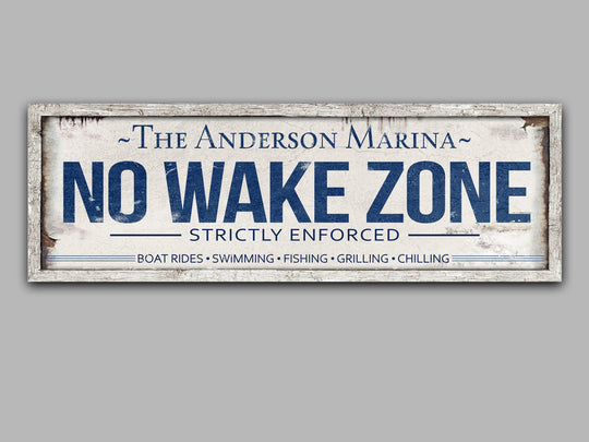 No Wake Zone Sign | Personalized Lake House Sign | Personalized No Wake Sign | Custom Lake House Decor | No Wake Canvas | No Wake Metal