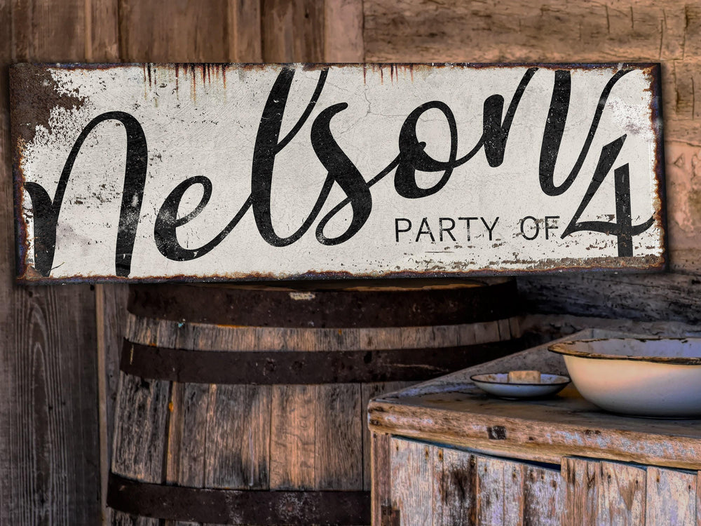 Party of Family Sign | Rustic Family Name Sign | Personalized Family Sign | Large Canvas Wall Art | Large Metal Wall Art