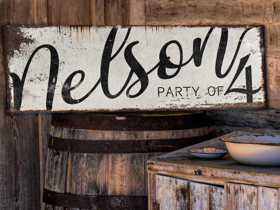 Party of Family Sign | Rustic Family Name Sign | Personalized Family Sign | Large Canvas Wall Art | Large Metal Wall Art