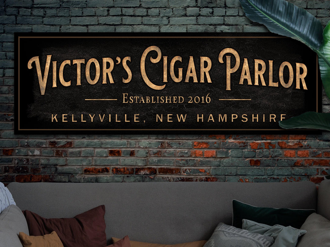 Personalized Cigar Bar Sign | Custom Bar Sign | Custom Cigar Parlor Bar Sign | Bar Sign for Home | Large Canvas Sign | Large Metal Sign