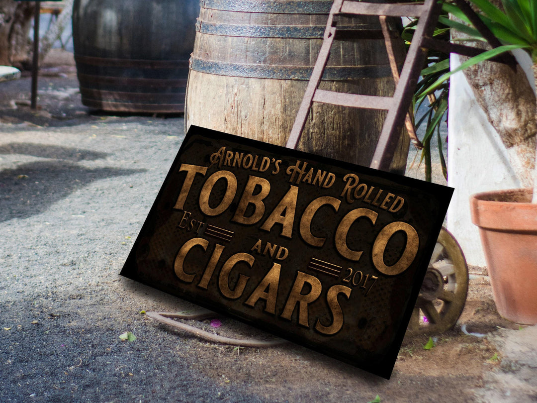 Primitive Farmhouse Cigar Bar Sign | Personalized Cigar Tobacco Sign | Hand Rolled Tobacco Sign | Family Name Sign | Family Bar Sign