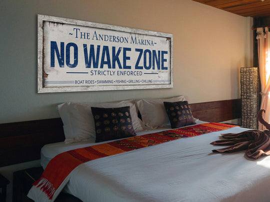 No Wake Zone Sign | Personalized Lake House Sign | Personalized No Wake Sign | Custom Lake House Decor | No Wake Canvas | No Wake Metal