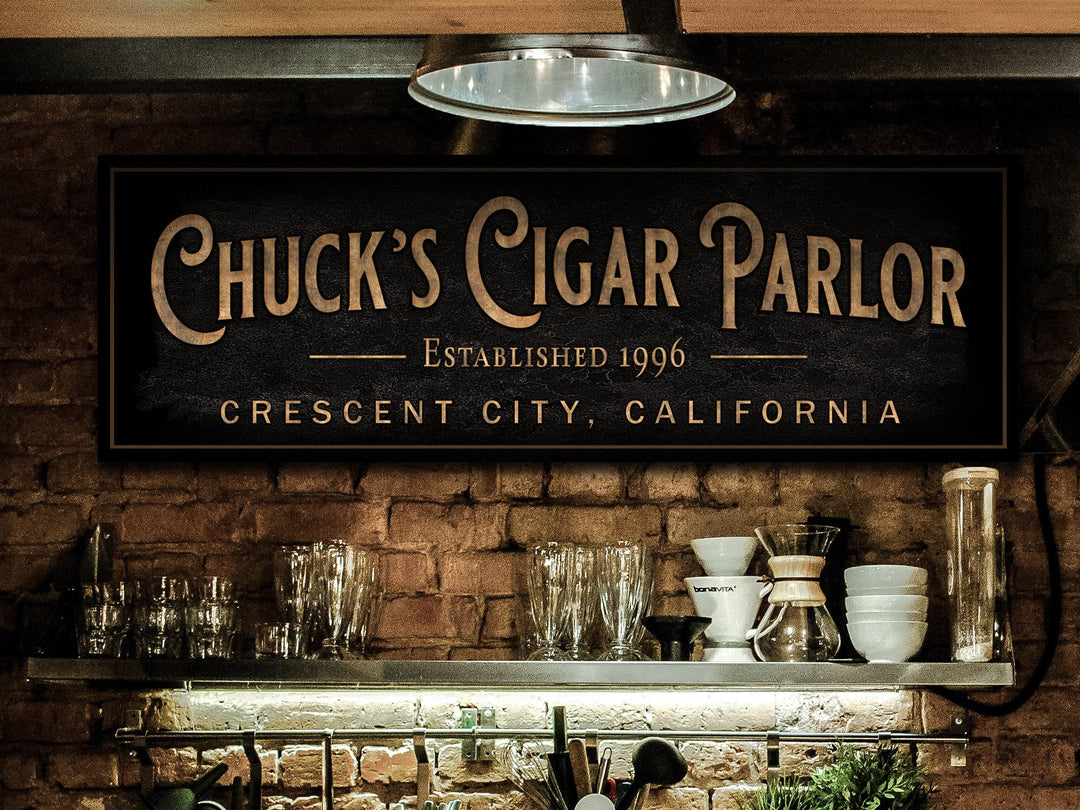 Personalized Cigar Bar Sign | Custom Bar Sign | Custom Cigar Parlor Bar Sign | Bar Sign for Home | Large Canvas Sign | Large Metal Sign