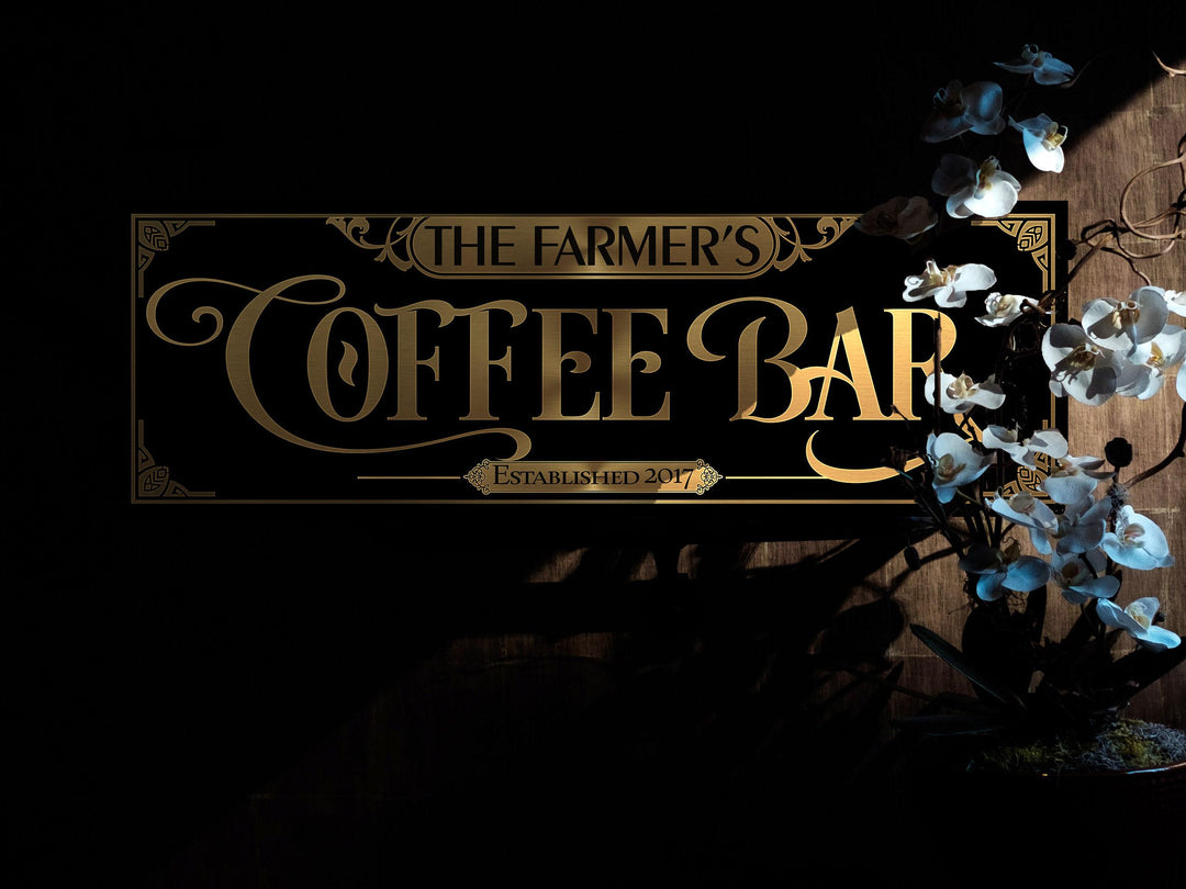Classic Vintage Coffee Bar Sign | Personalized Coffee Sign | Vintage Farmhouse Wall Decor | Large Vintage Coffee Bar Sign | Coffee Bar Decor