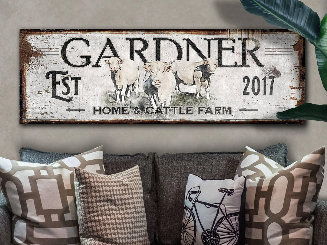 Ranch Sign | Charolais Cattle Sign | Cow Sign | Cow Print | Cattle Wall Art | Custom Farm Sign | Custom Ranch Sign | Farmhouse Sign