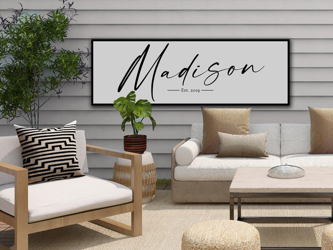 Personalized Last Name Sign | Family Name Wall Art | Custom Name Sign | Last Name Establish Date | Large Canvas Print | Large Metal Print