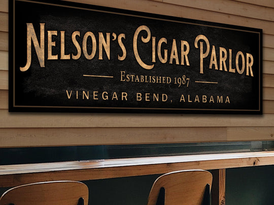 Personalized Cigar Bar Sign | Custom Bar Sign | Custom Cigar Parlor Bar Sign | Bar Sign for Home | Large Canvas Sign | Large Metal Sign