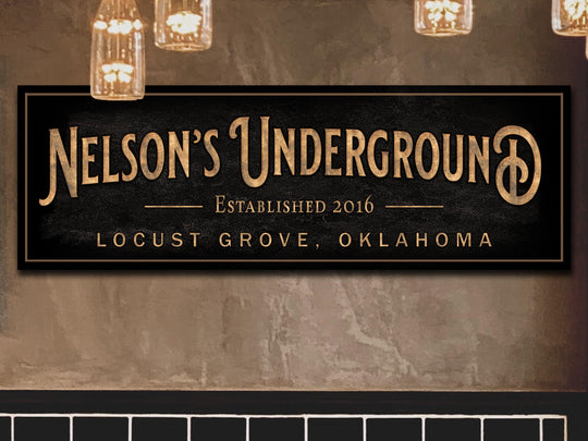 Personalized Underground Bar | Custom Bar Sign | Custom Lower Level Sign | Bar Sign for Home | Large Canvas Sign | Large Metal Sign