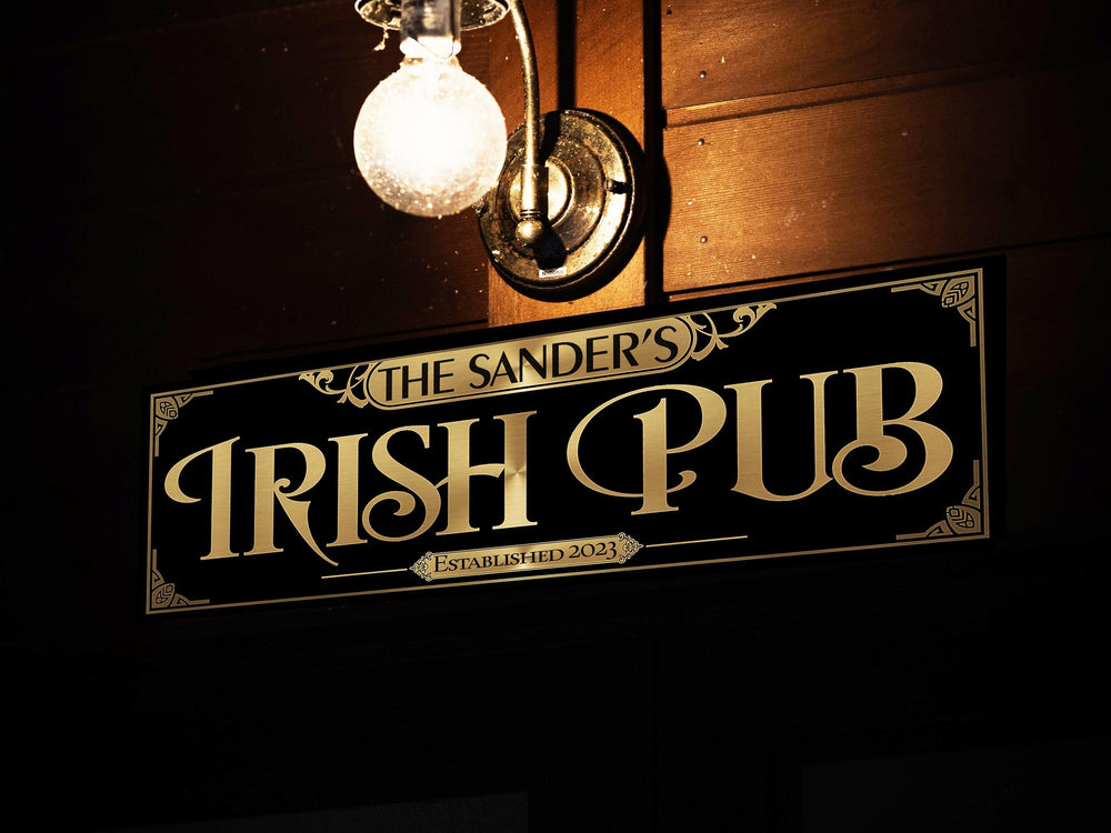Classic Irish Pub Sign | Personalized Sign | Vintage Irish Pub Decor | Large Classic Pub Sign | Family Name Irish Pub Decor