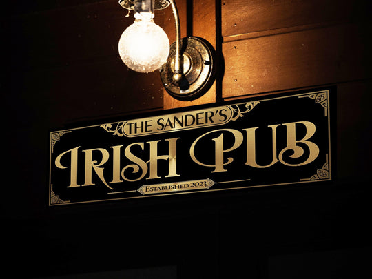 Classic Irish Pub Sign | Personalized Sign | Vintage Irish Pub Decor | Large Classic Pub Sign | Family Name Irish Pub Decor