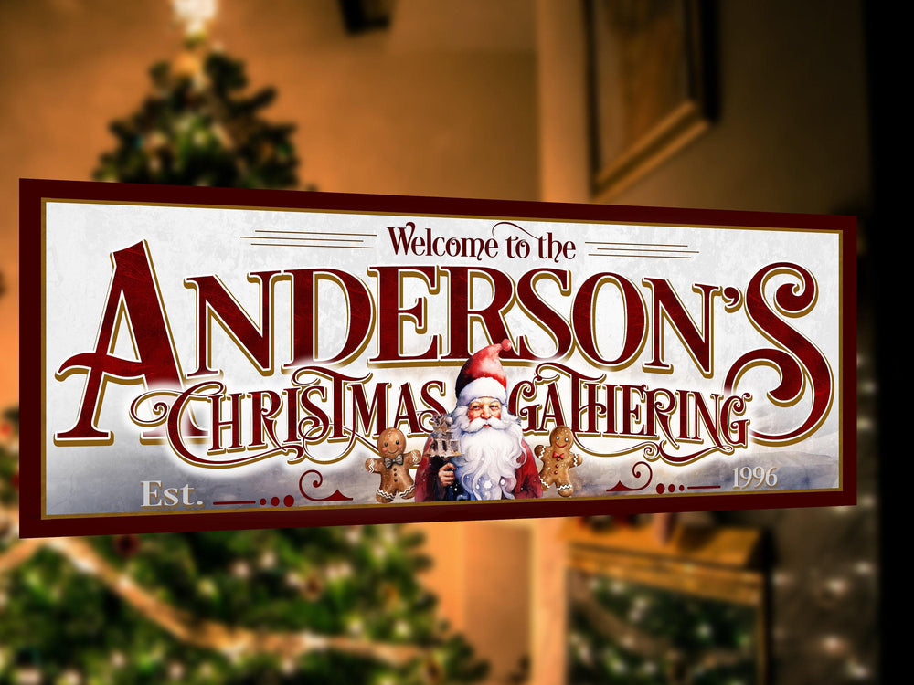 Personalized Family Christmas Sign | Santa Christmas Sign | Gingerbread Christmas | Vintage Christmas | Large Canvas Sign | Large Metal Sign