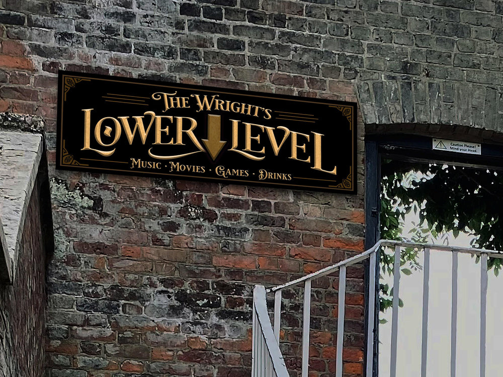 Custom Lower Level Sign with Personalized Family Name | Custom Wall Decor on Metal or Canvas Sign | Customized & Personalized Wall Art