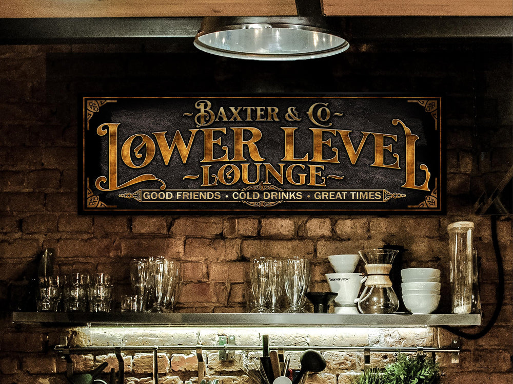 Lower Level Lounge Sign with Family Name | Personalized Lower Level Bar Sign | Customized Family Bar Sign | Personalized Wine Bar Sign