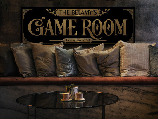 Classic Vintage Game Room Sign | Personalized Sign | Vintage Game Room Wall Decor | Large Classic Game Room Sign | Family Game Room Decor