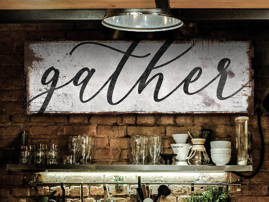 The Gathering Place Sign | Simply Gather Sign | Large Canvas Sign | Large Metal Sign | Living Room Wall Art | Modern Farmhouse Decor