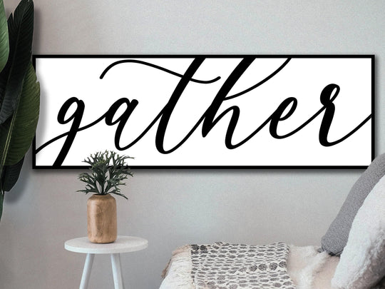 Minimalistic Gather Sign | Simply Gather Sign | Large Canvas Sign | Large Metal Sign | Living Room Wall Art | Modern Farmhouse Decor