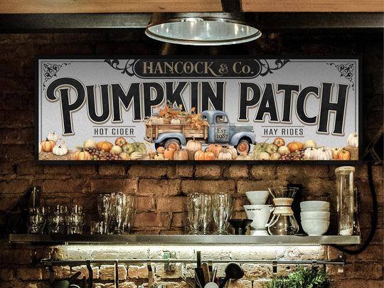Pumpkin Patch Sign | Personalized Family Name Pumpkin | Rustic Farmhouse Wall Decor | Large Vintage Pumpkin Patch Sign | Pumpkin Farm Decor
