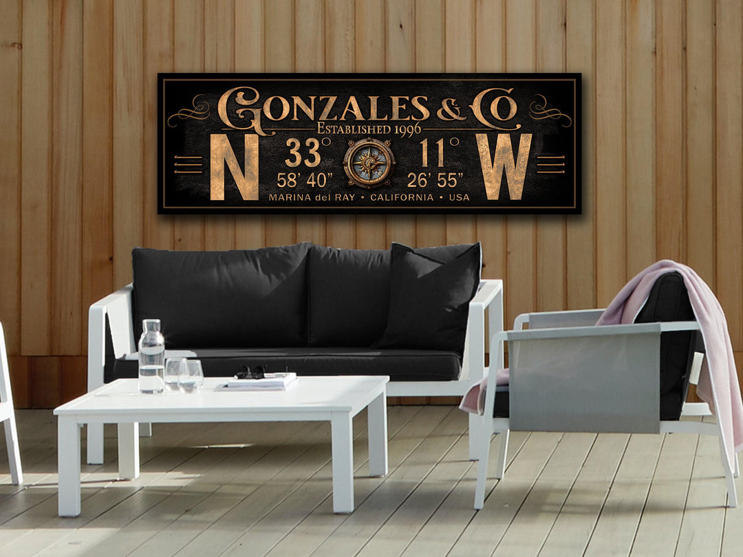 GPS Coordinates Sign | GPS Sign | Custom Coordinates | Significant Place Sign | Personalized latitude longitude sign | Steampunk Compass
