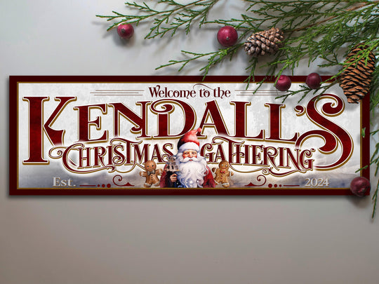 Personalized Family Christmas Sign | Santa Christmas Sign | Gingerbread Christmas | Vintage Christmas | Large Canvas Sign | Large Metal Sign