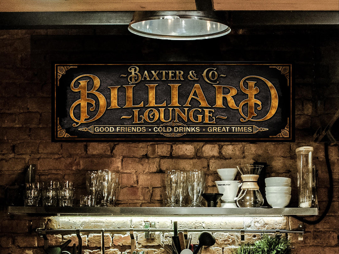 Billiard Lounge Sign with Family Name | Personalized Billiard Lounge Sign | Customized Family Billiards Sign | Personalized Pool Bar Sign