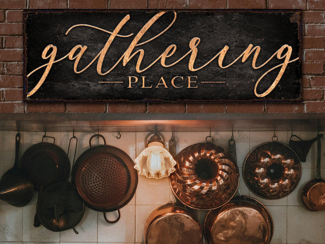 The Gathering Place Sign | Dark Version | Simply Gathering Place Sign | Living Room Wall Art | Modern Farmhouse Decor