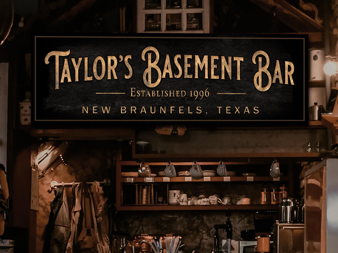 Personalized Basement Bar Sign | Custom Bar Sign | Custom Basement Bar Sign | Bar Sign for Home | Large Bar on Canvas | Large Bar on Metal