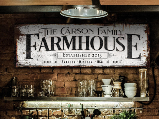 Farmhouse Sign with Custom Family Name and Established Date | Modern Farmhouse Wall Decor on Aluminum Sign | Vintage Rust Wall Art