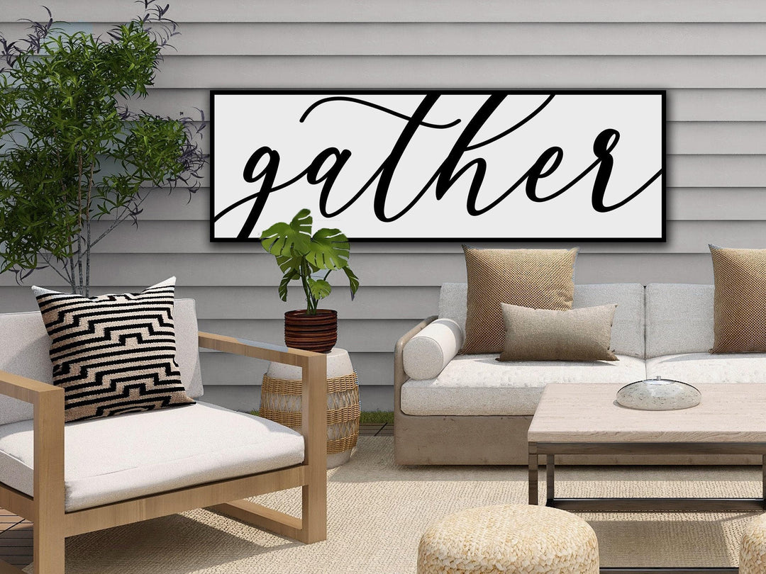 Minimalistic Gather Sign | Simply Gather Sign | Large Canvas Sign | Large Metal Sign | Living Room Wall Art | Modern Farmhouse Decor