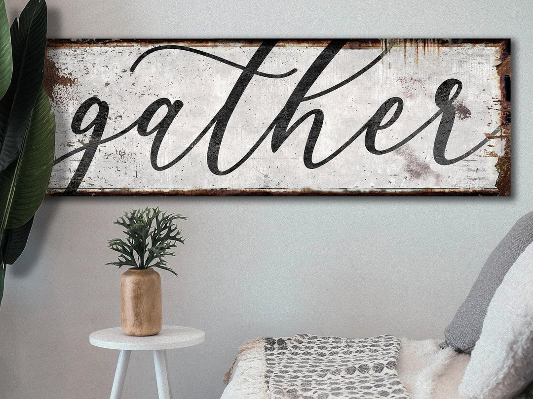 The Gathering Place Sign | Simply Gather Sign | Large Canvas Sign | Large Metal Sign | Living Room Wall Art | Modern Farmhouse Decor