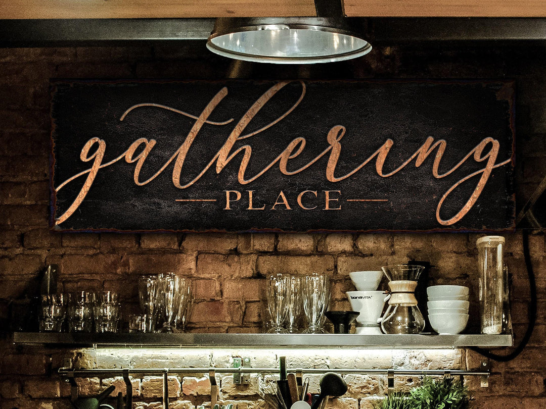 The Gathering Place Sign | Dark Version | Simply Gathering Place Sign | Living Room Wall Art | Modern Farmhouse Decor