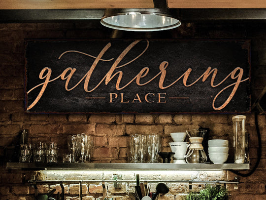 The Gathering Place Sign | Dark Version | Simply Gathering Place Sign | Living Room Wall Art | Modern Farmhouse Decor