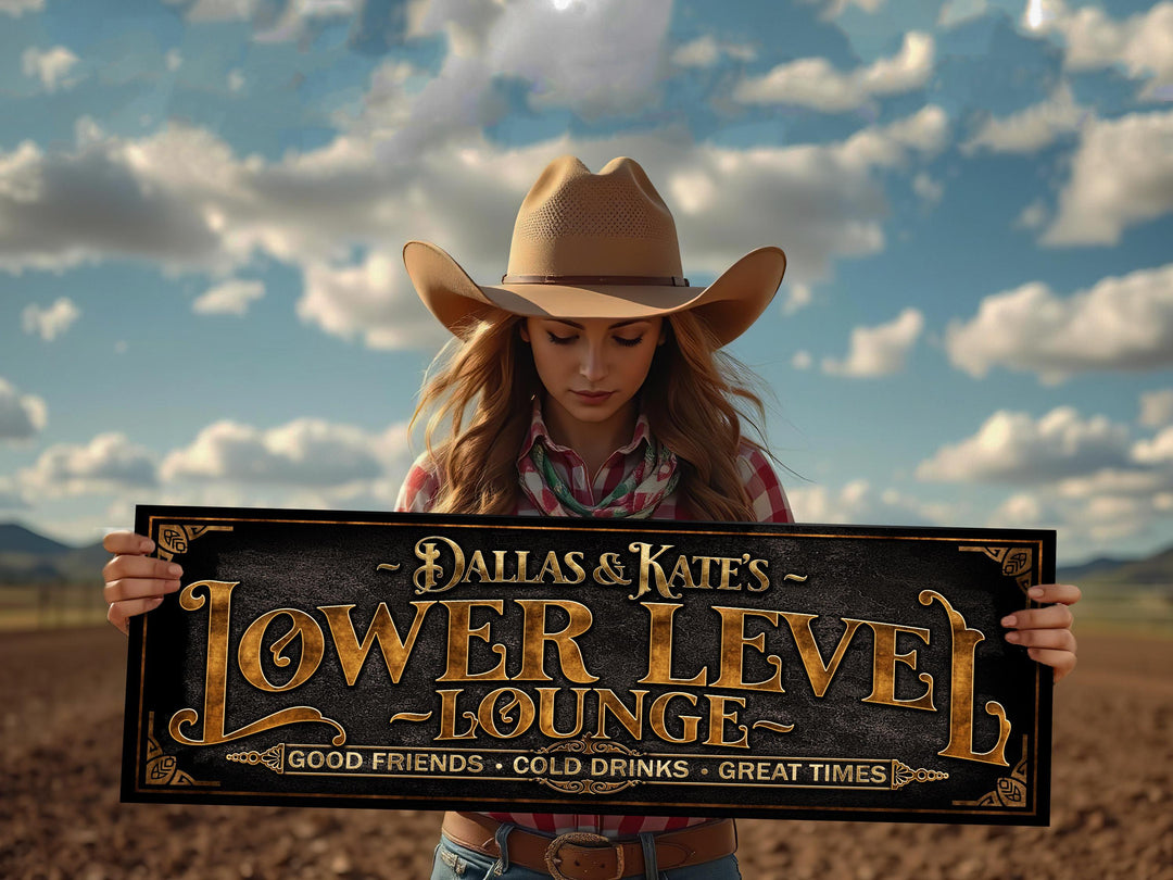 Lower Level Lounge Sign with Family Name | Personalized Lower Level Bar Sign | Customized Family Bar Sign | Personalized Wine Bar Sign