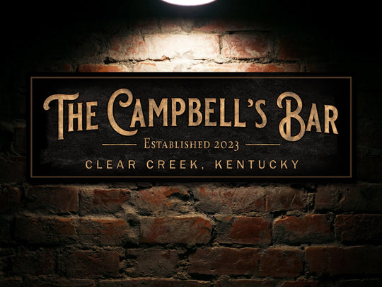 Custom Name Bar Sign | Custom Bar Sign | Custom Cigar Parlor Bar Sign | Bar Sign for Family Home | Large Canvas Sign | Large Metal Sign
